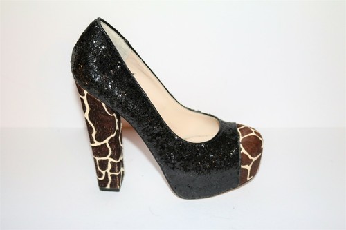 black glitter platform heels