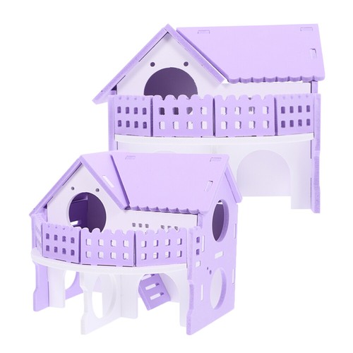 2pcs Guinea Pig House Small Animal le plus cher Hideout Villa Hamster Habitat Double-layer