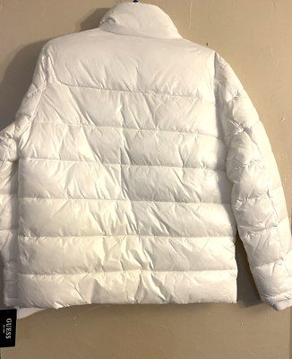 AUTHENTIC GUESS QUILTED WHITE COLLARED PUFFER SIZE L BRAND NEW