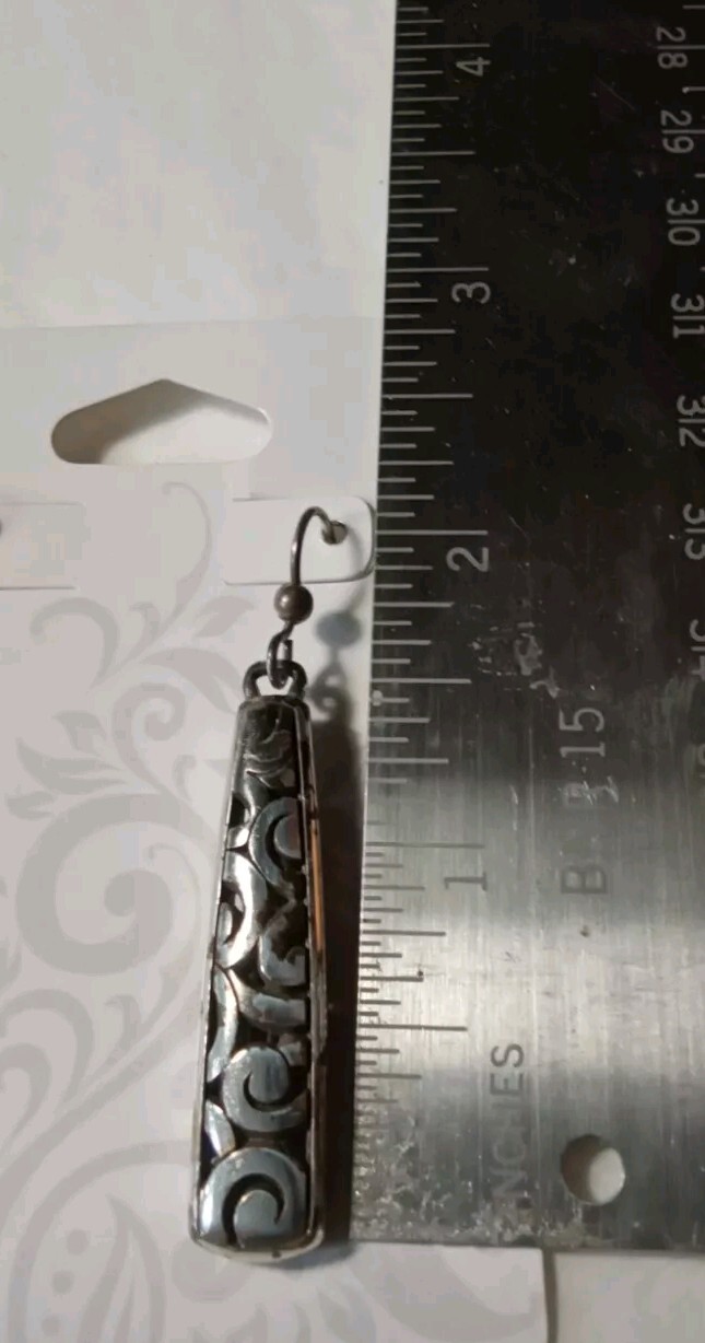 Vintage Sterling Silver 'Shadow Cutwork' Dangle E… - image 4