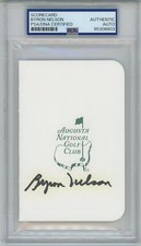 Byron Nelson Golf signed Masters Scorecard PSA/DNA auto Masters Champ d 06