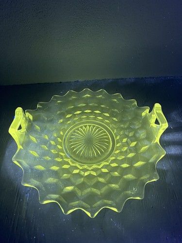 Vintage Fostoria Manganese Glass American Cubist Clear Bent Handled 10" Tray - Picture 3 of 14