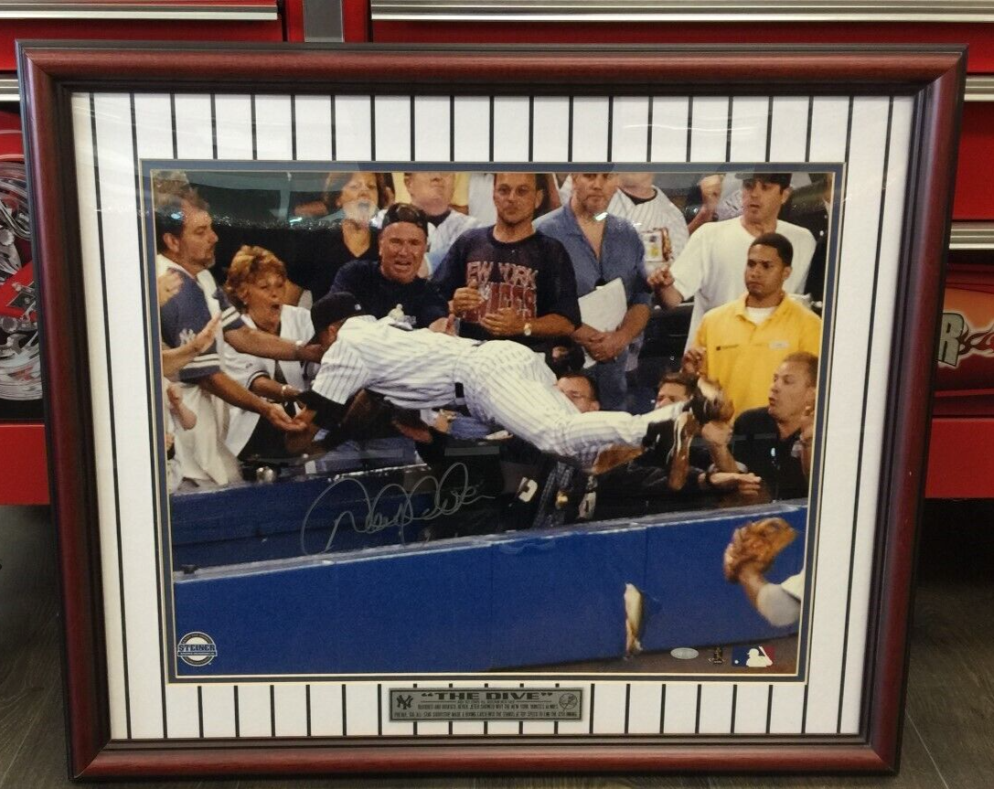 Derek Jeter Autographed Signed 16X20 THE DIVE MATTED FRAMED STEINER (EB1017411) 