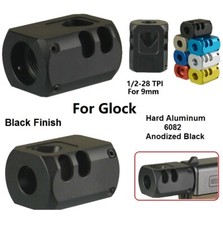 1/2x28 TPI Muzzle Brake Compensator Anodized Black For 9mm