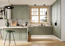 Küche Schränke Küchenzeile erweiterbar olivgrün Softclose Schubladen