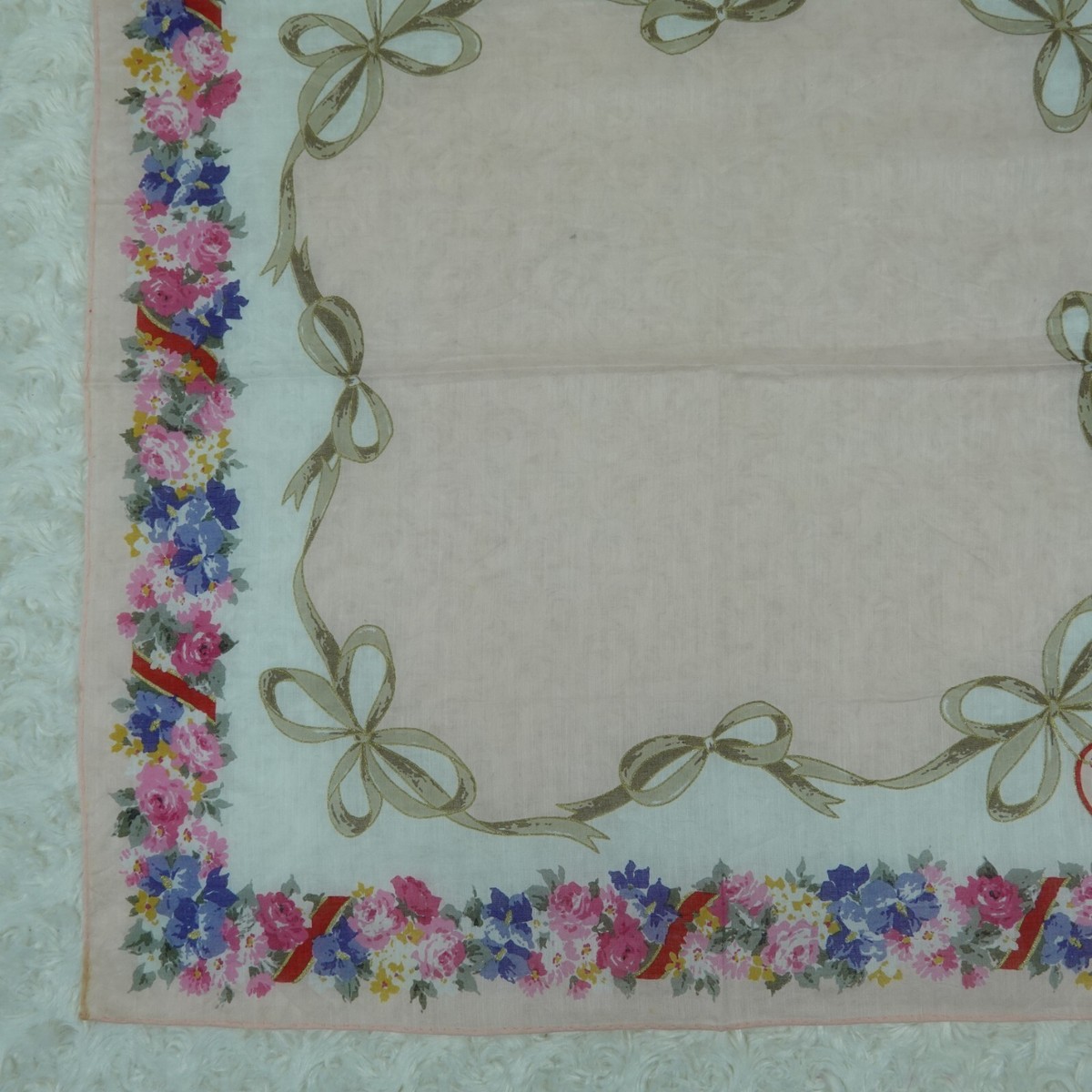 N398 CHRISTIAN DIOR Peach Color Cotton Scarf Scarves Pocket Square
