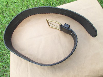 Lauren Ralph Lauren Black Leather & Brass Metal Whipstitched  display picture 1