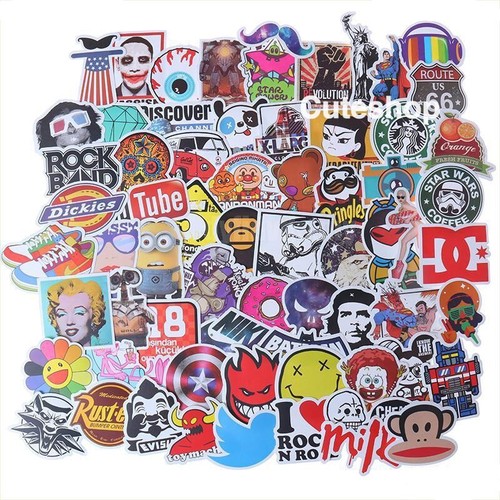 Posten 50 zufällige Vinyl Laptop Skateboard Aufkleber Bombe Gepäck Aufkleber Dope Sticker - Bild 27 von 72