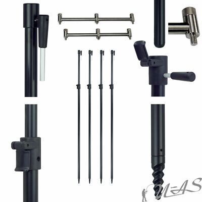 Spar Set 4x Top Screw Bankstick 90-160cm Bohrspitze & 2x Buzzer Bar Rod Pod