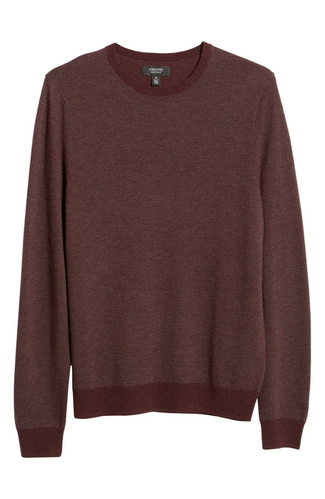 $89,50 МУЖСКОЙ свитер с круглым вырезом Птичий глаз от NORDSTROM, БОРДОВЫЙ,РАЗМЕР L