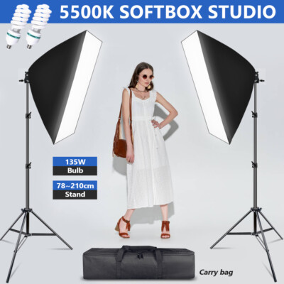 Studio Continuous Lighting Softbox Kit Photography Soft Box Light Stand Set  +BAG