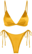 Zaful Womens Size Medium 6 Silky Shiny Cheeky Highcut 2pcString Bikini Swimsuit