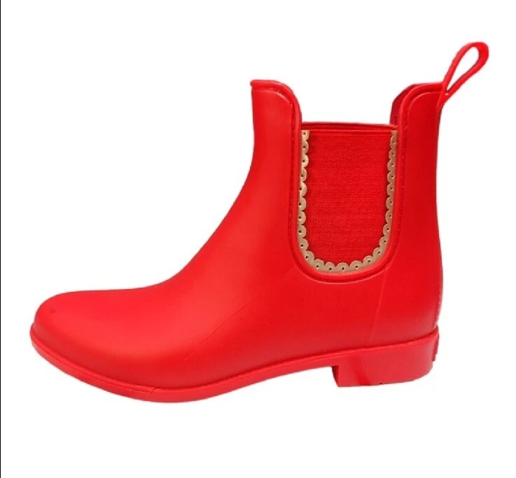 Jack Rogers Sallie Slip On Red Rubber Ankle Rain Boots Women s