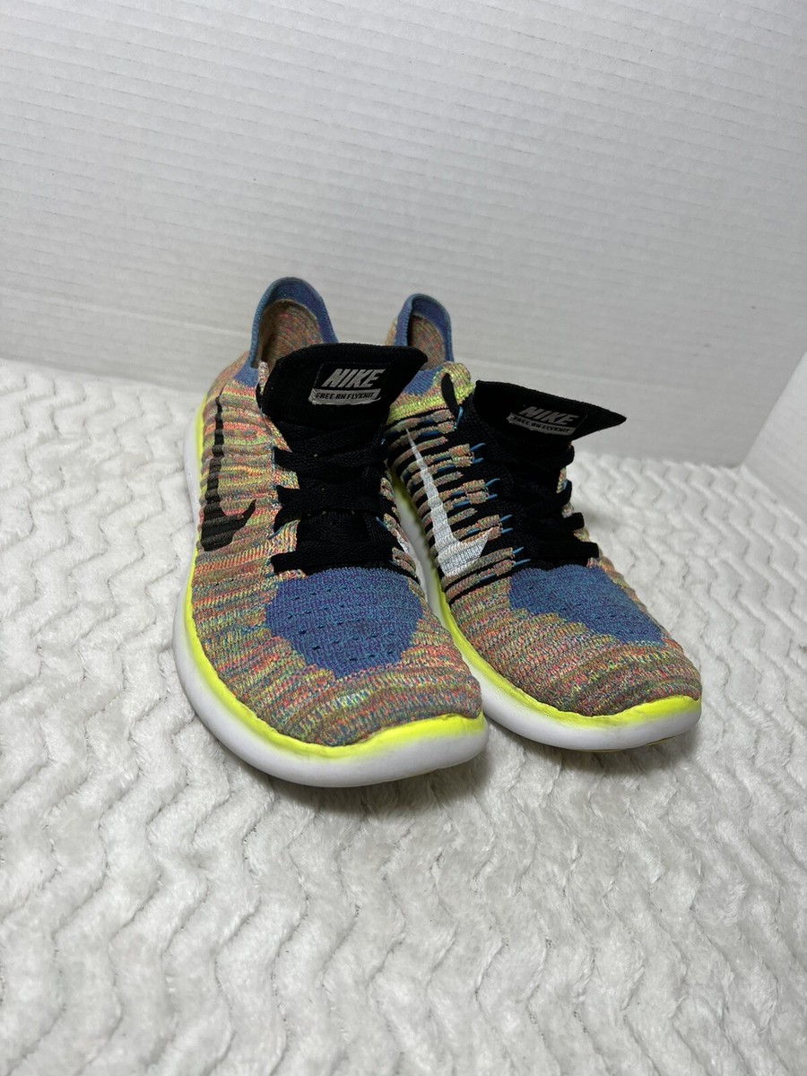 Nike Free RN Flyknit Women's Running Shoes Multicolor Size EUC