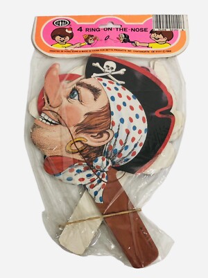 Vintage Party Favor Toy Paper Ring Toss Games Witch Pirate 1988 Beta 4 Old Stock