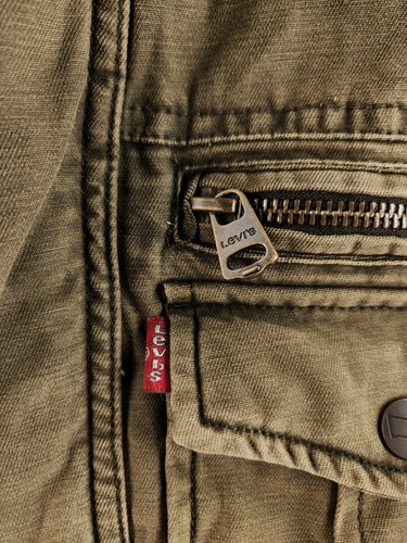 Levis kleine grüne Cargojacke durchgehender Reißverschluss Druckknopf gefüttert hoher Kragen Mantel Taschen Herren - Bild 14 von 23