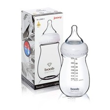 Lot of 2 Joovy Boob Diamond Glass Baby Bottle 5oz/150ml 0M Single Hole Nipple