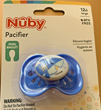 Nuby Oval Baglet Pacifier 12M Large New In Package Blue Whale Carded