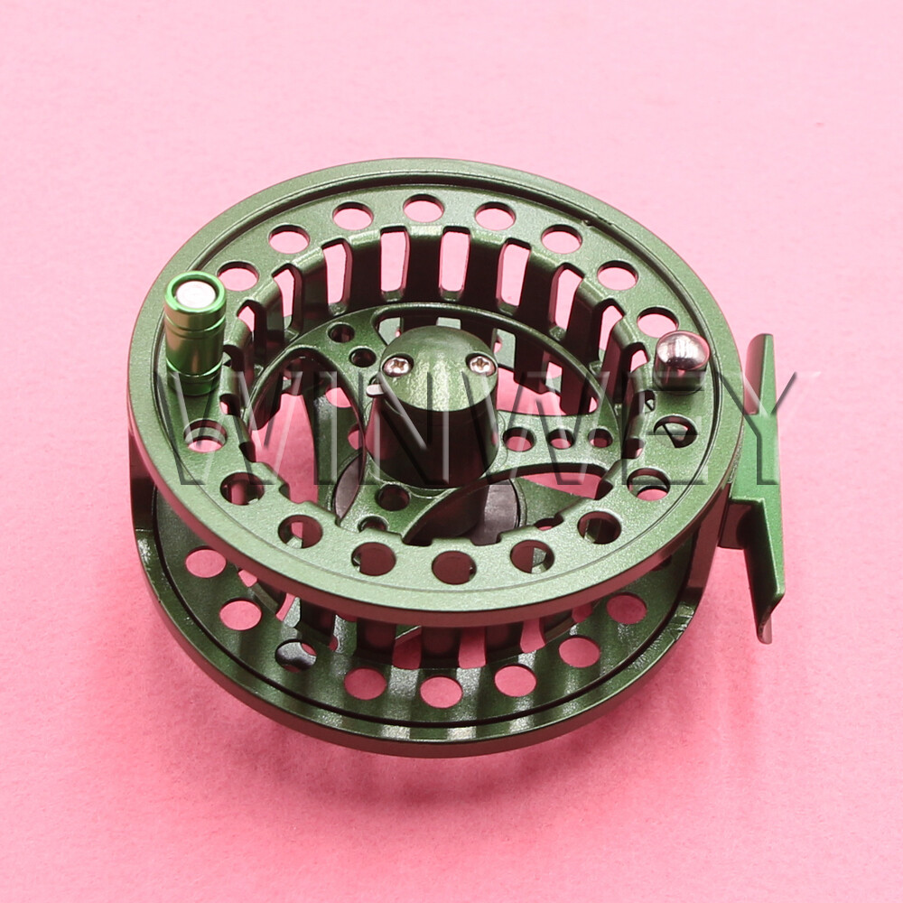 HQ ALUMINUM FLY FISHING REEL 7/8 95MM LEFT OR RIGHT HAND RETREIVE GREEN