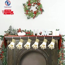 6-Pack Dog Christmas Stockings   Buffalo Plaid Small Dog Paw Print Holiday Decor