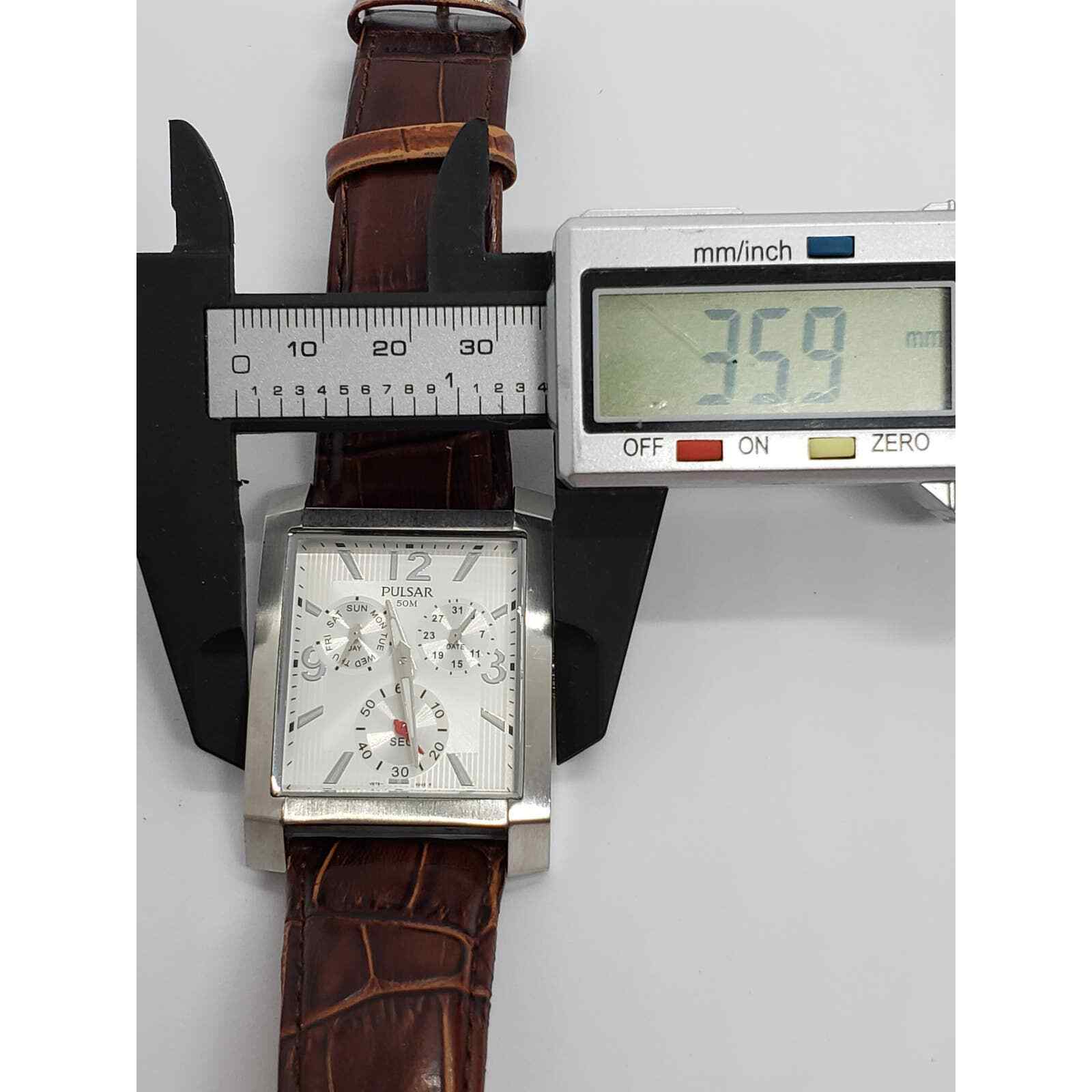 Men's Pulsar watch. Square multi function face. V… - image 7