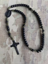 "Bellátor" Military Rosary - 2" Black St Benedict Crucifix & Miraculous Medal
