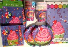CANDY PARTY - Birthday Party Supply Set Pack Kit for 16 w/ Loot Bags