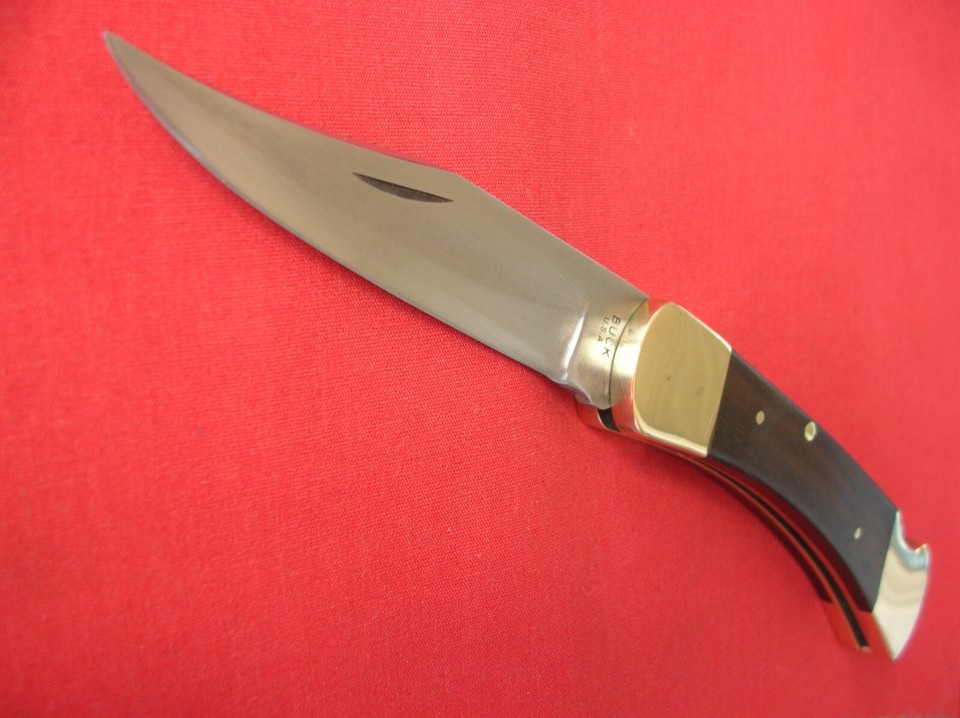 BUCK USA 110 LOCK BACK INVERTED STAMP WOOD HANDLES KNIFE eBay
