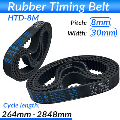 HTD-8M Timing Pulley Belts Pitch 8mm Width 30mm Close Loop CNC Synchronous Belt