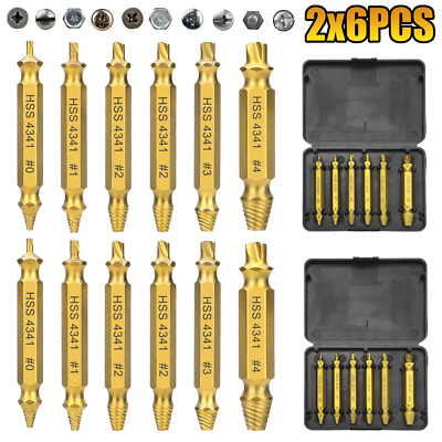 12PC Damaged Screw Extractor Set Easy Out Broken Drill Bit Remover Kit Speed Out