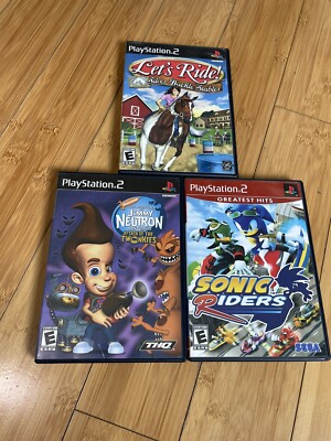 PlayStation 2 Lot Of 3  Games Jimmy Neutron - Let s Ride And Sonic Riders