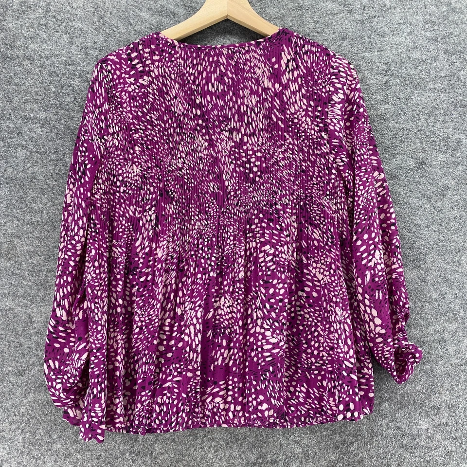 Blusa Nine West Mujer S Pequeña Púrpura Geométrica Cuello en V Manga Larga Forrada Informal Foto 2 de 4