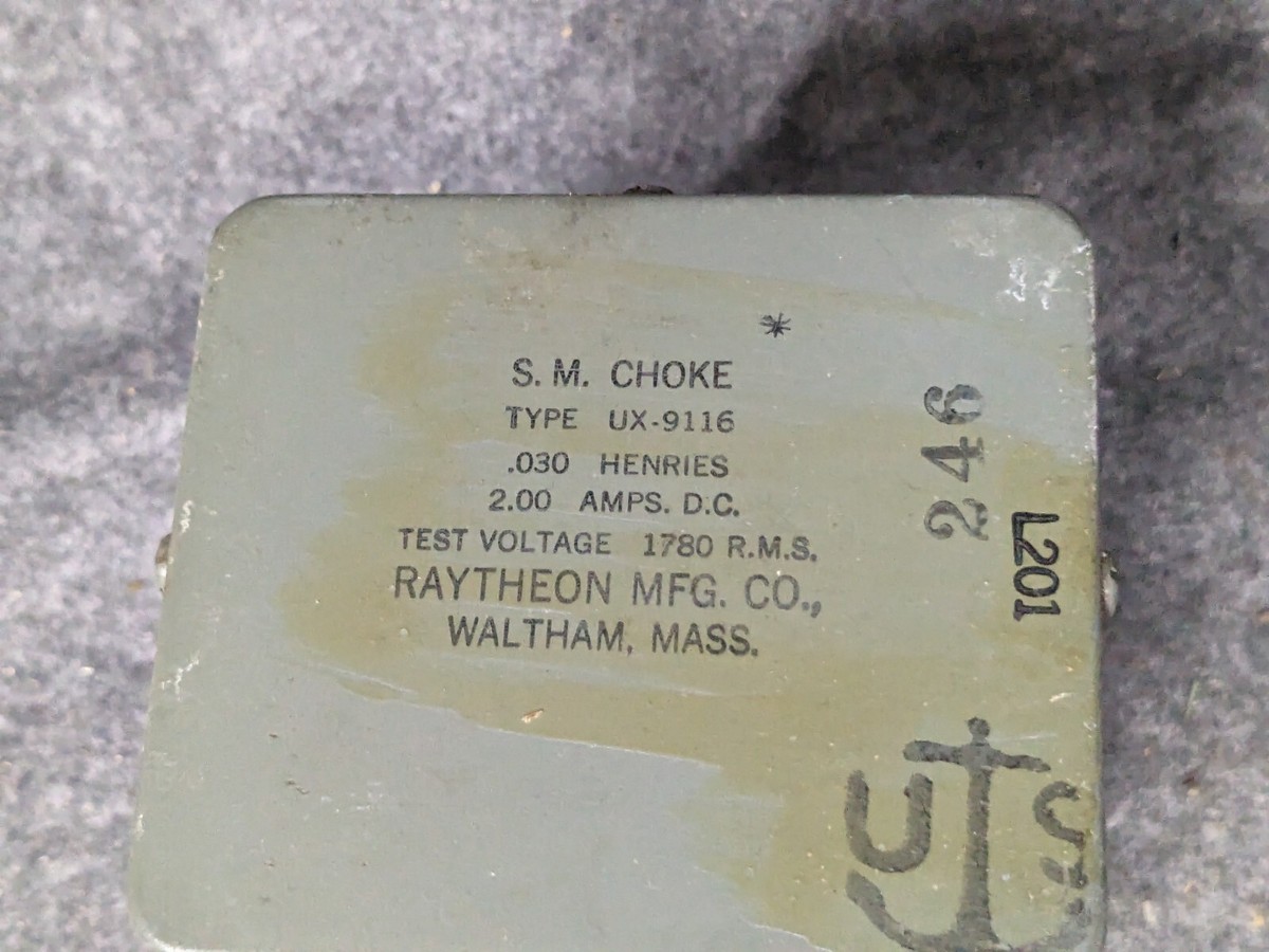 Vintage Raytheon UX9116 SM Choke Transformer .03H V 1780 RMS Vintage Raytheon UX9116 SM Choke Transformer .03H V 1780 RMS