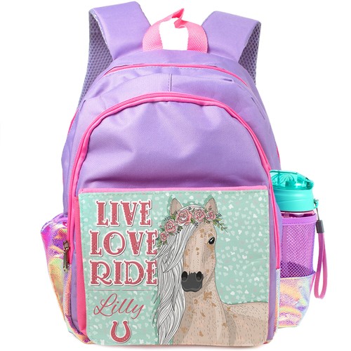 Personalised Girls Backpack Horse School Bag Childrens Pony Rucksack