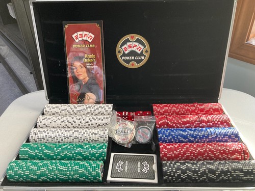 ESPN Poker Club Professional Poker Set Tragetasche 500 Chips Würfel und Karten