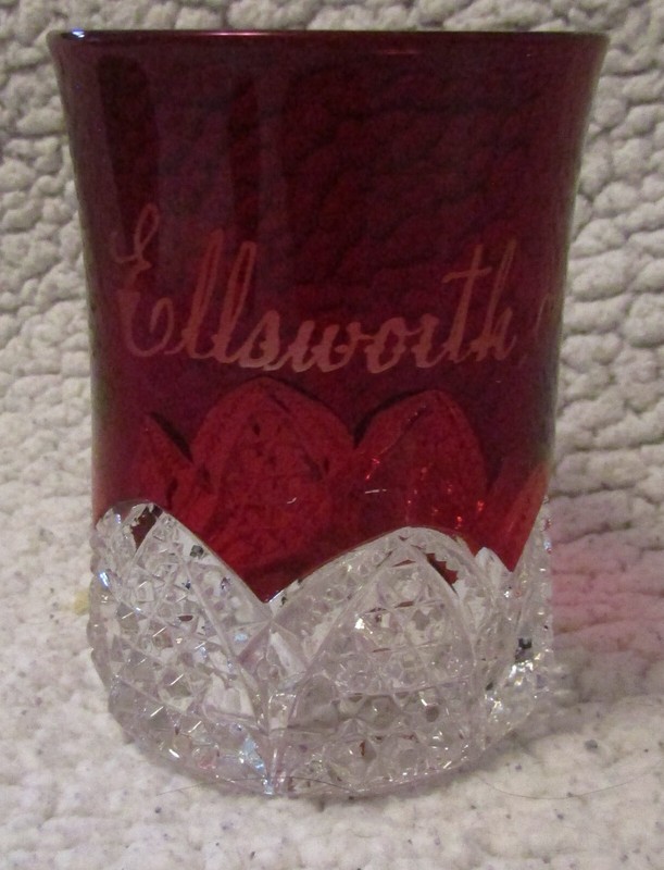 VINTAGE CRANBERRY SOUVENIR GLASS - ELLSWORTH, KANSAS - LARGE - 8 OUNCES