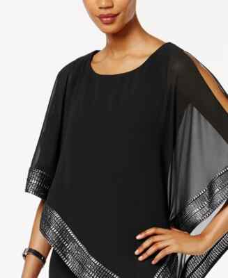 SL Fashions Women's Metallic-Trim Capelet Sheath Dress, Black/Silver, Size- 12 | eBay SL Fashions Women's Metallic-Trim Capelet Sheath Dress, Black/Silver, Size- 12 | eBay