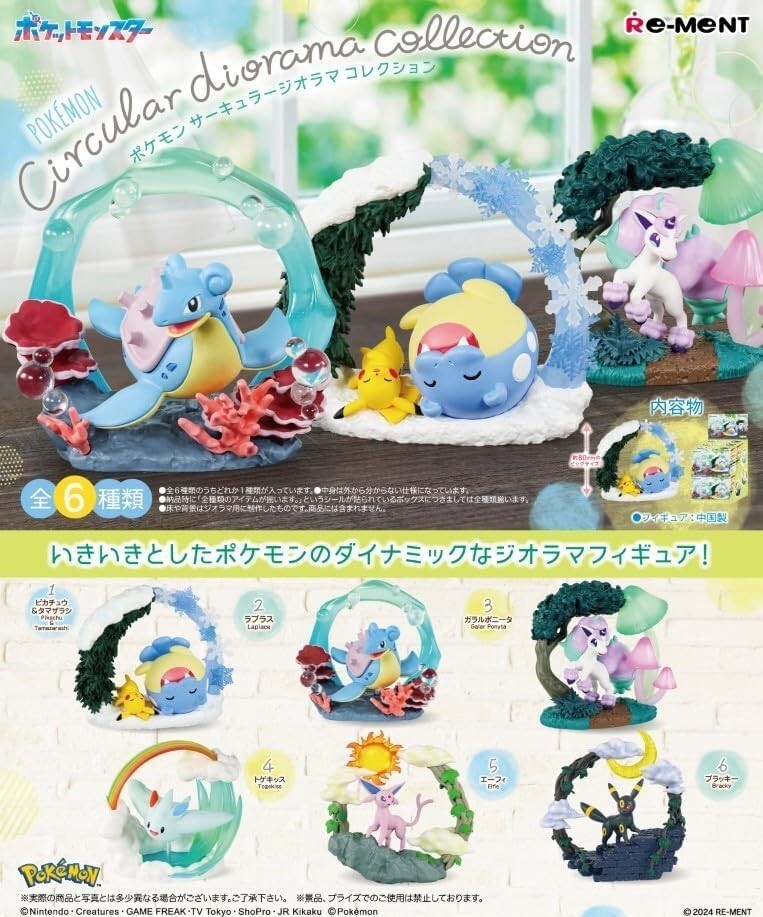 Re-ment Pokemon Circular Diorama Collection 6 Type Complete Box