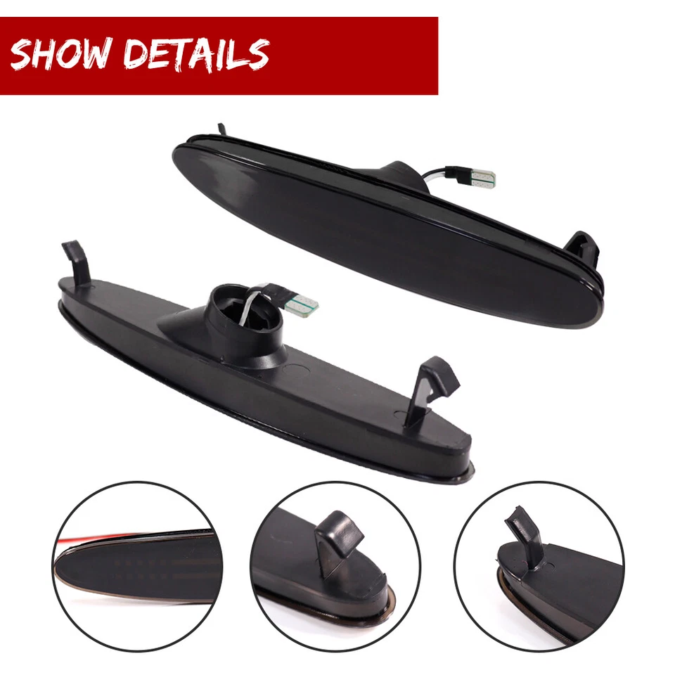 For 2003-08 Mazda 6 Smoked Lens White LED Front Fender Side Marker Signal Lights - Image 3 of 4