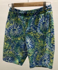 Lands End Shorts Boys Large Youth 10-12 Loud Tie-Dye Spiral Cotton Blend Elastic