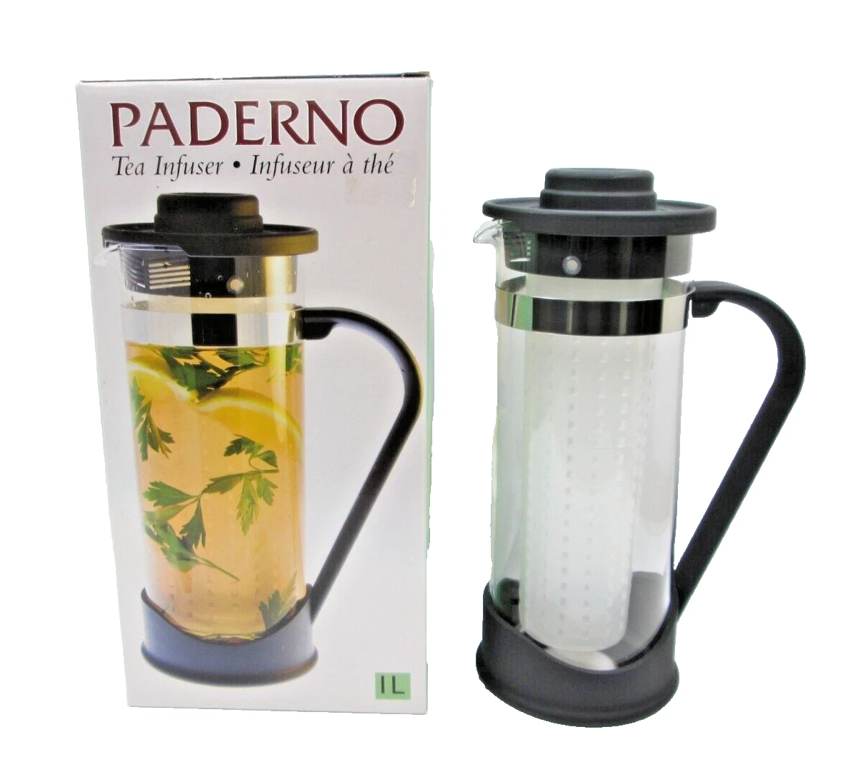 Paderno 2405 Glass Tea Infuser 1 litre / 4.2 Cups / 33.8 Fl Oz New