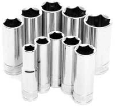 PERFORM TOOL W38300 3/8-Inch Drive 10-Piece SAE Deep Socket Set