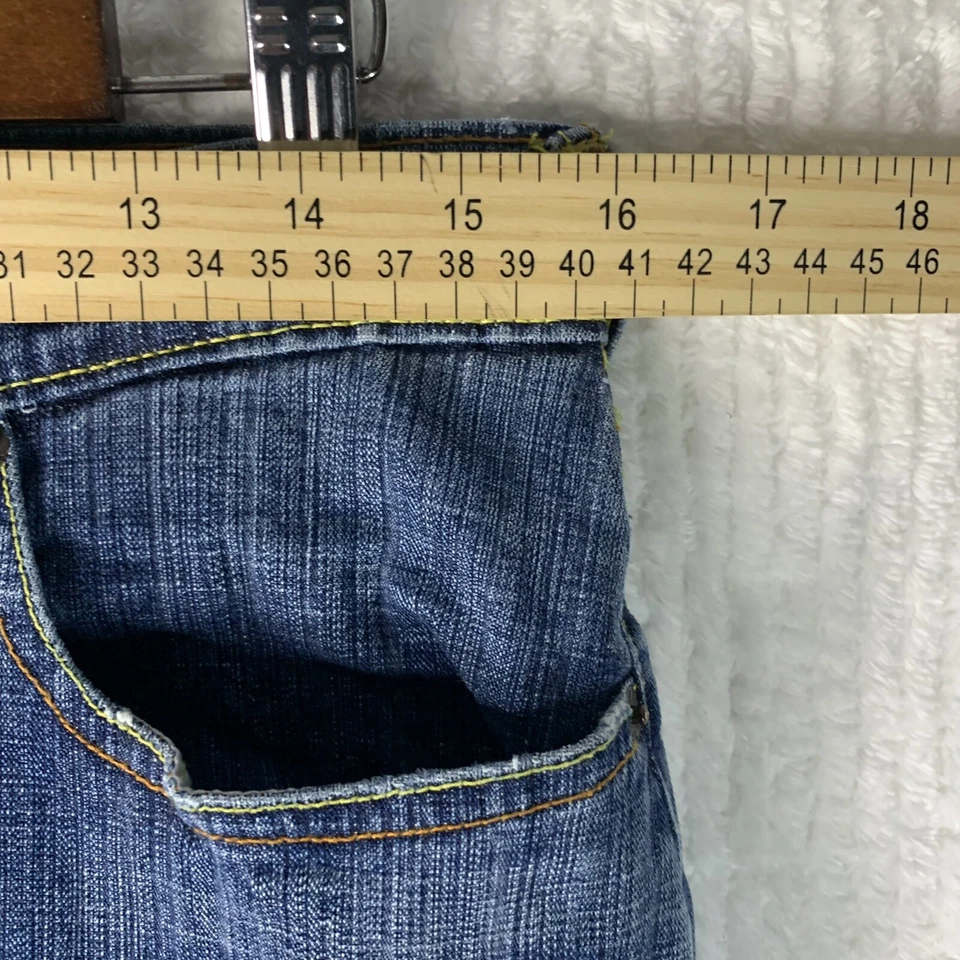 Pantalones de mezclilla EVISU para mujer talla 30 pierna recta espalda cremallera bolsillos reales 32/33 Foto 4 de 4