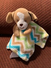 LITTLE MIRACLES Costo Chevron Stripes Tan Puppy Dog Baby Security Lovey Blanket