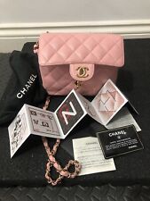 Chanel Caviar Leather Classic Flap Square Mini Chain Shoulder Bag Purse GHW Pink