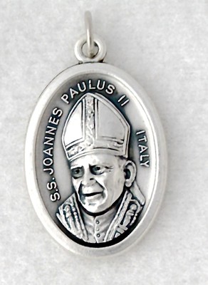 POPE HOLY FATHER ST JOHN PAUL II Catholic medal charm oxidized silver nickel NEW