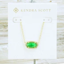 NWOT Kendra Scott Elisa Jade Green Illusion Necklace Gold Plated