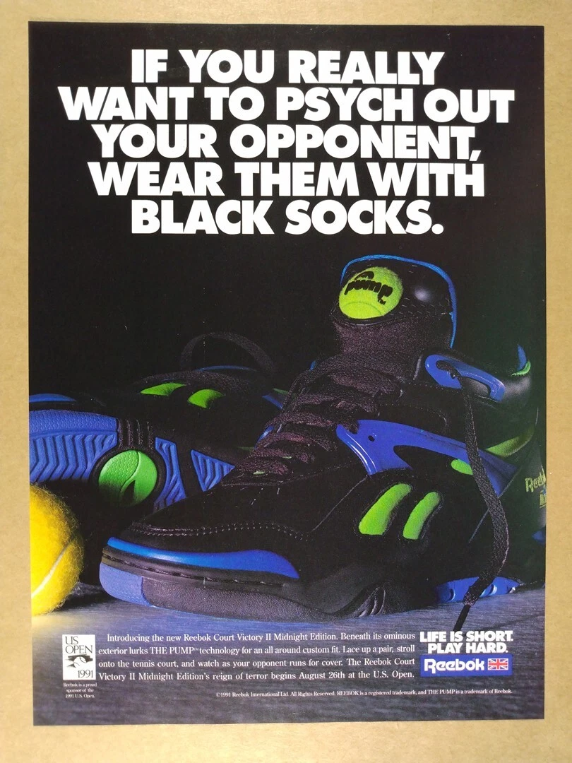 1991 Reebok Pump Court Victory II Midnight Edition vintage print