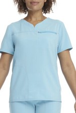 Scrubstar Womens Tuck in Top Trip. Turquoise Scrub Top Size XS NWT
