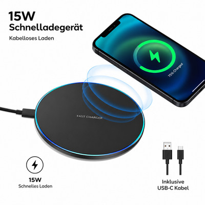 Magsafe Ladegerät Magnetic Charger 15W für iPhone 16 15 14 13 Pro Max Mini Plus